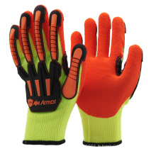 NMSAFETY Gants mécaniques TPR sur le dos Orange Nitrile Sandy Finish Anti-Impact